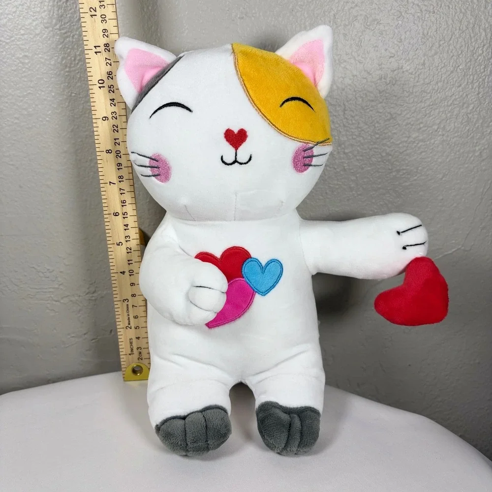 Burton + Burton Calico Cat Plush White Heart‎ Valentine Stuffed Animal 9749523